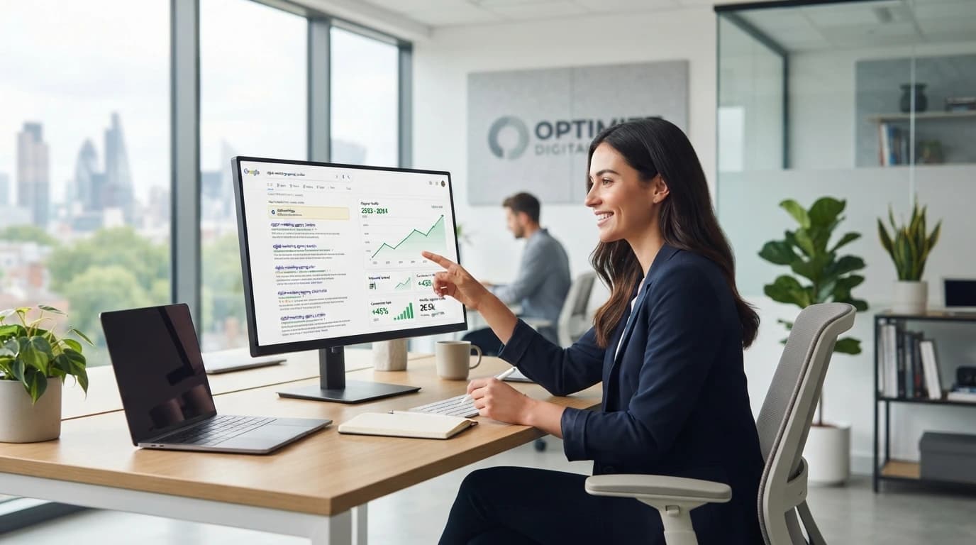 SEO analytics workspace showing organic traffic, keyword rankings, technical health, content performance, and search visibility