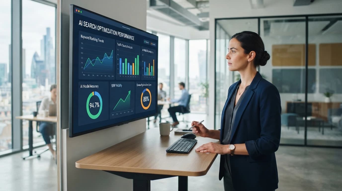AI search optimization dashboard showing brand mentions, citations, visibility, referral traffic, and answer opportunities